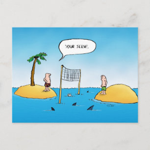Shark Volleyball Funny Cartoon Briefkaart