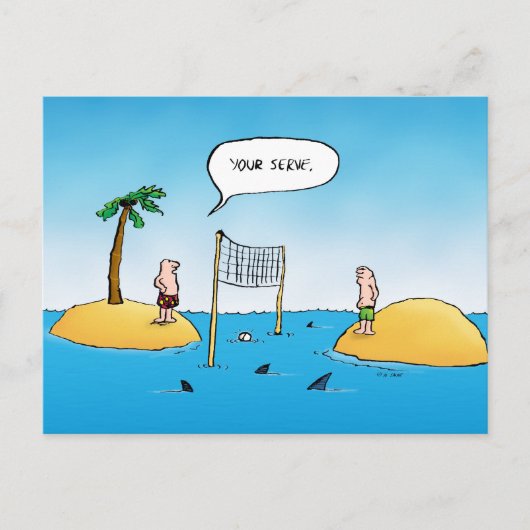 Shark Volleyball Funny Cartoon Briefkaart (Voorkant)