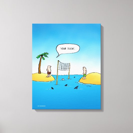 Shark Volleyball Funny Cartoon Canvas Afdruk (Voorkant)