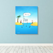 Shark Volleyball Funny Cartoon Canvas Afdruk (Insitu (Houten vloer))