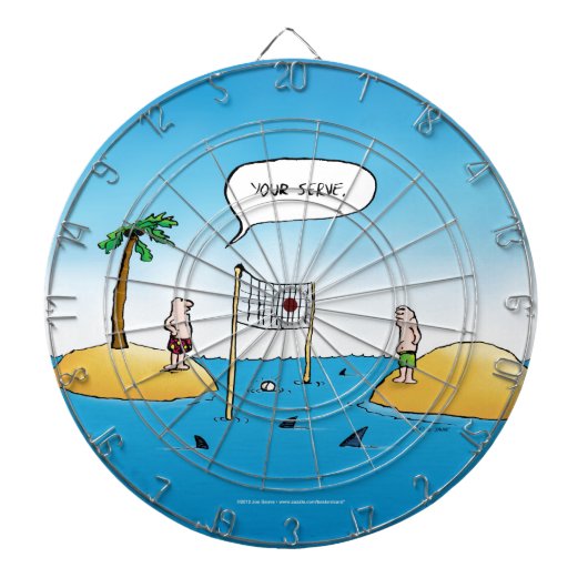 Shark Volleyball Funny Cartoon Dartbord (Voorkant)