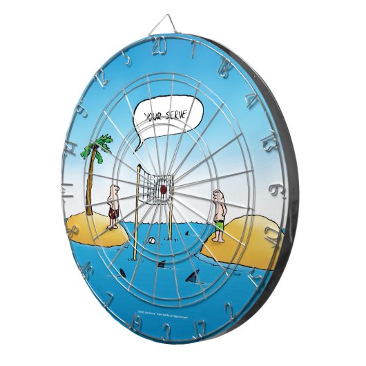 Shark Volleyball Funny Cartoon Dartbord (Voorkant Rechts)