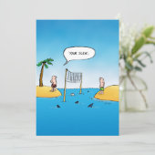 Shark Volleyball Funny Cartoon Flat Kaart (Staand voorkant)