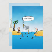 Shark Volleyball Funny Cartoon Flat Kaart (Voorkant / Achterkant)