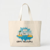 Shark Volleyball Funny Cartoon Grote Tote Bag (Voorkant)
