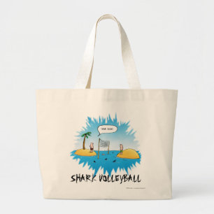 Shark Volleyball Funny Cartoon Grote Tote Bag