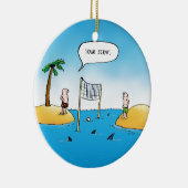 Shark Volleyball Funny Cartoon Keramisch Ornament (Rechts)