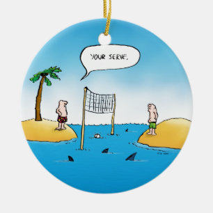 Shark Volleyball Funny Cartoon Keramisch Ornament