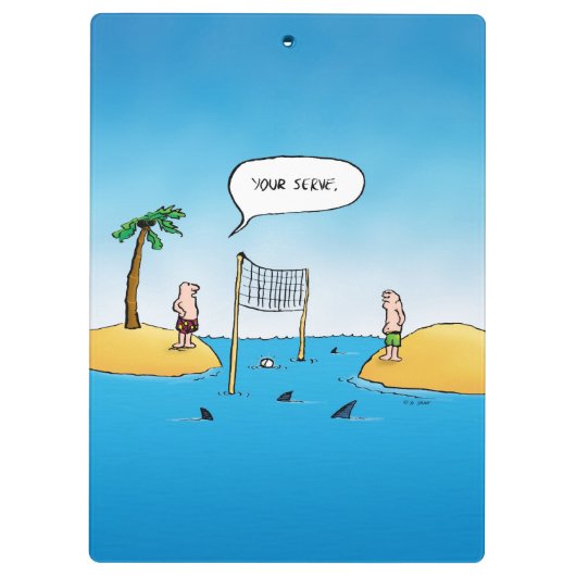 Shark Volleyball Funny Cartoon Klembord (Achterkant)