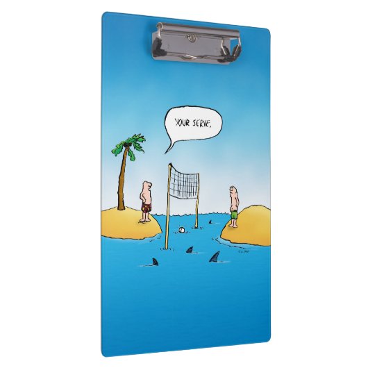 Shark Volleyball Funny Cartoon Klembord (Rechts)