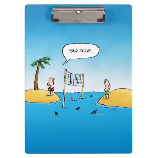 Shark Volleyball Funny Cartoon Klembord (Voorkant)