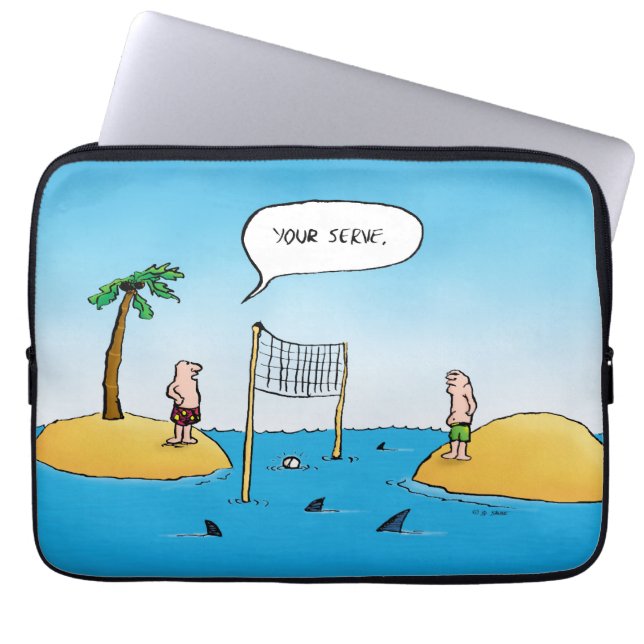 Shark Volleyball Funny Cartoon-laptophoes Laptop Sleeve (Voorkant)