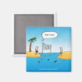 Shark Volleyball Funny Cartoon Magneet (Voorkant / Achterkant)