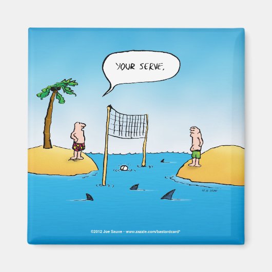 Shark Volleyball Funny Cartoon Magneet (Voorkant)
