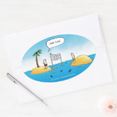 Shark Volleyball Funny Cartoon Ovale Sticker (Envelop)