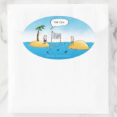 Shark Volleyball Funny Cartoon Ovale Sticker (Tas)