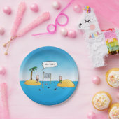 Shark Volleyball Funny Cartoon Papieren Bordje (Feest)