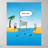 Shark Volleyball Funny Cartoon Poster (Voorkant)
