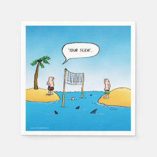 Shark Volleyball Funny Cartoon Servetten