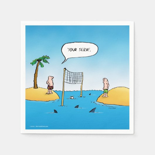 Shark Volleyball Funny Cartoon Servetten (Voorkant)