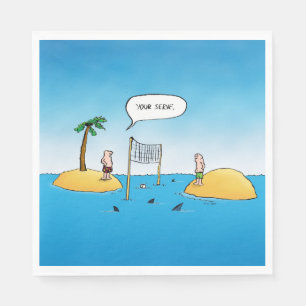 Shark Volleyball Funny Cartoon Servetten