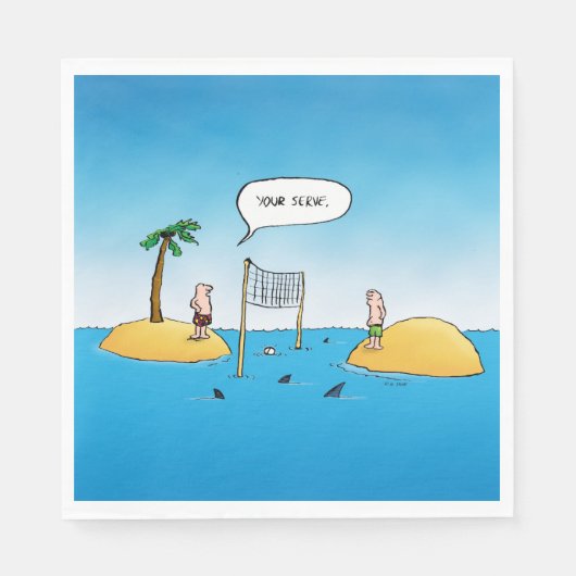 Shark Volleyball Funny Cartoon Servetten (Voorkant)