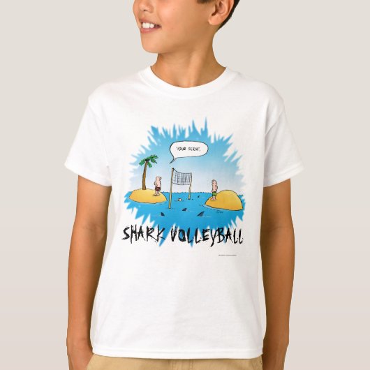Shark Volleyball Funny Cartoon T-shirt (Voorkant)