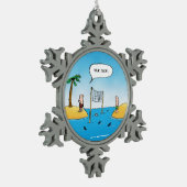 Shark Volleyball Funny Cartoon Tin Sneeuwvlok Ornament (Links)