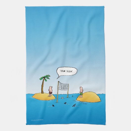 Shark Volleyball Funny Cartoon Towels Theedoek (Verticaal)