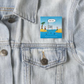 Shark Volleyball Funny Cartoon Vierkante Button 5,1 Cm (In situ)