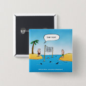 Shark Volleyball Funny Cartoon Vierkante Button 5,1 Cm (Voorkant /achterkant)
