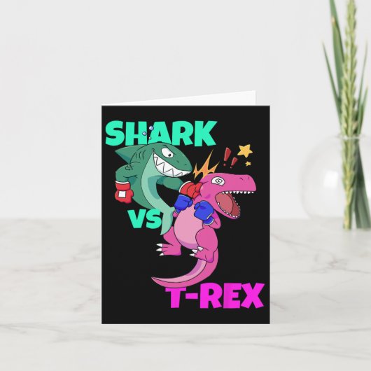 Shark Vs Dinosaur T rex boxing handschoenen voor k Kaart (Voorkant)