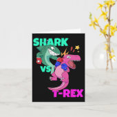 Shark Vs Dinosaur T rex boxing handschoenen voor k Kaart (Gele Bloem)