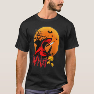 Shark Wat een enge haai met mes pompoen bat Hall T-shirt