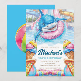 Shark Waterpark Fun Boys Pool Party Birthday Kaart