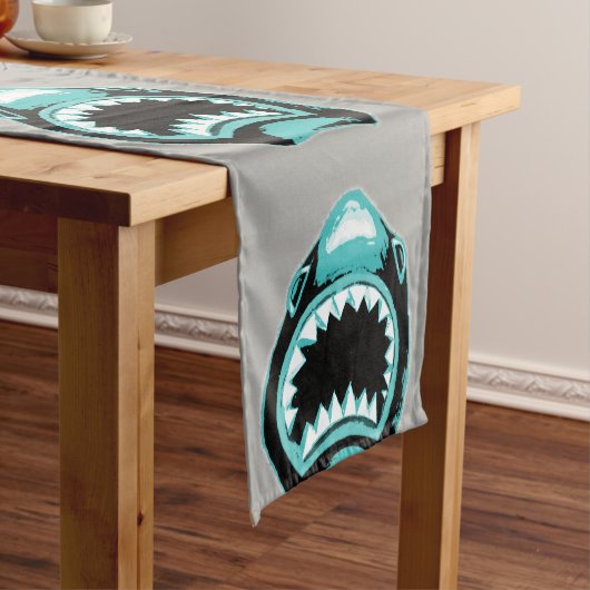 Shark Waterverf Green Illustration Korte Tafelloper (Voorbeeld)