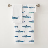 Shark Waterverf Painting Pattern Badhanddoek Set Bad Handdoek (Insitu)