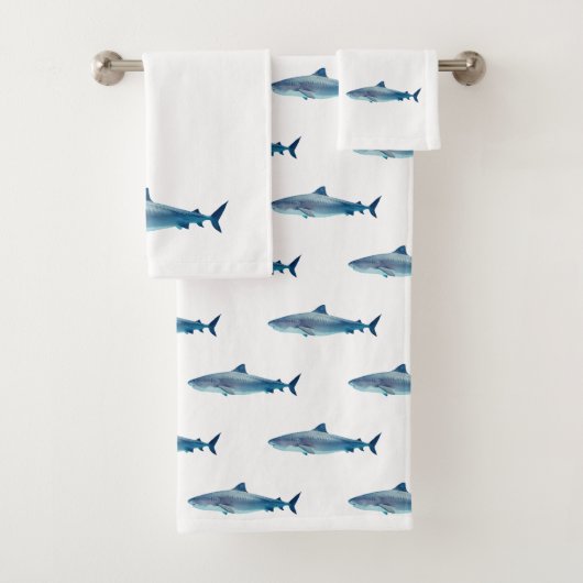 Shark Waterverf Painting Pattern Badhanddoek Set Bad Handdoek (Insitu)