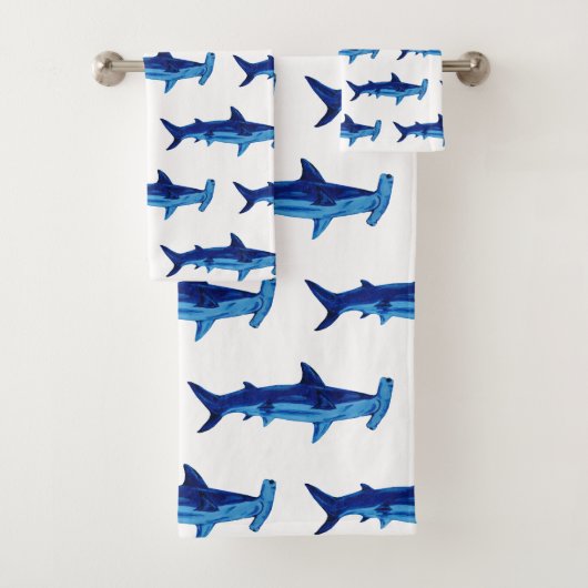 Shark Waterverf Painting Pattern Badhanddoek Set Bad Handdoek (Insitu)