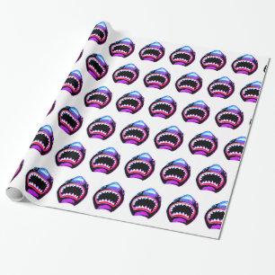 Shark Waterverf Roze Paarse illustratie Cadeaupapier