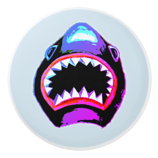 Shark Waterverf Roze Paarse illustratie Keramische Knop (Voorkant)