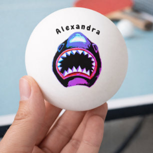 Shark Waterverf Roze Paarse illustratie Pingpongbal