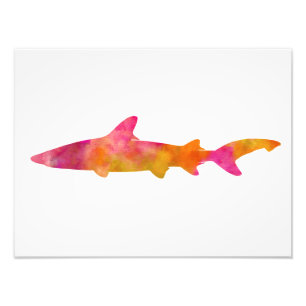 Shark Waterverf Silhouette Pink Yellow Sharks Foto Afdruk