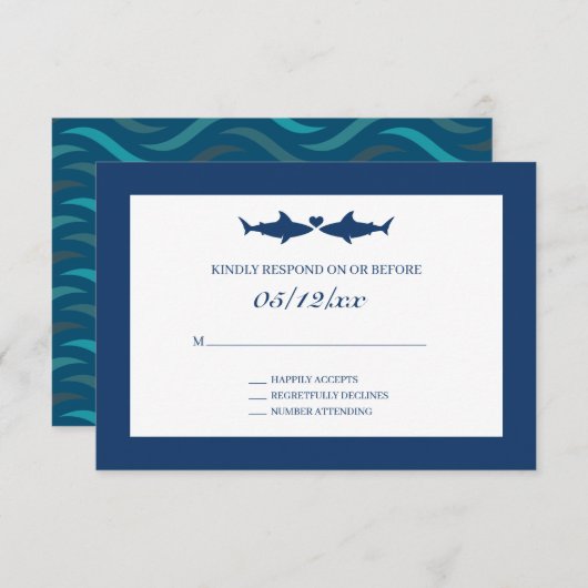 Shark Wedding RSVP Enclosure Card Informatiekaartje (Voorkant / Achterkant)