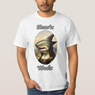 Shark week mona lisa t-shirt