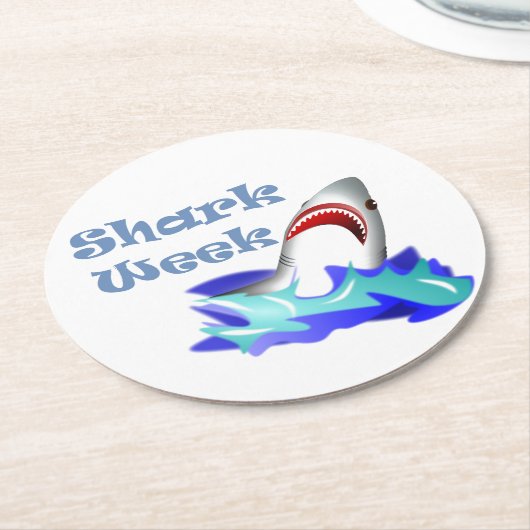 Shark Week Ronde Kartonnen Onderzetter (Gebogen)