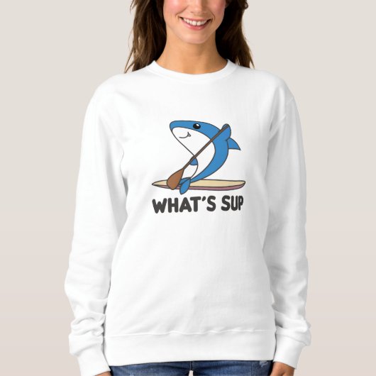 Shark Whats Sup Team Funny Sharks Paddling Trui (Voorkant)