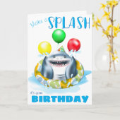 Shark Whimsical Kids Birthday Kaart (Gele Bloem)