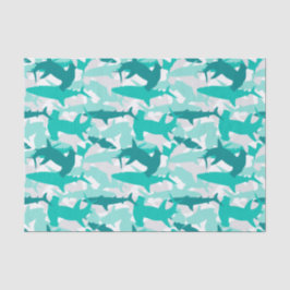 Shark White & Blauwgroen Camouflage Patroon Tissue Tissuepapier