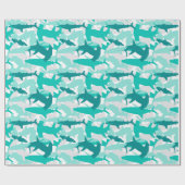 Shark White & Blauwgroen Camouflage Print Verpakki Cadeaupapier (Vlak)